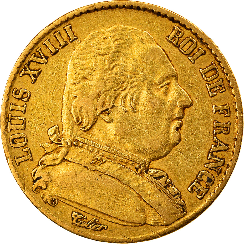 Coin, France, Louis XVIII, Louis XVIII, 20 Francs, 1814, Paris, EF(40-45), Gold