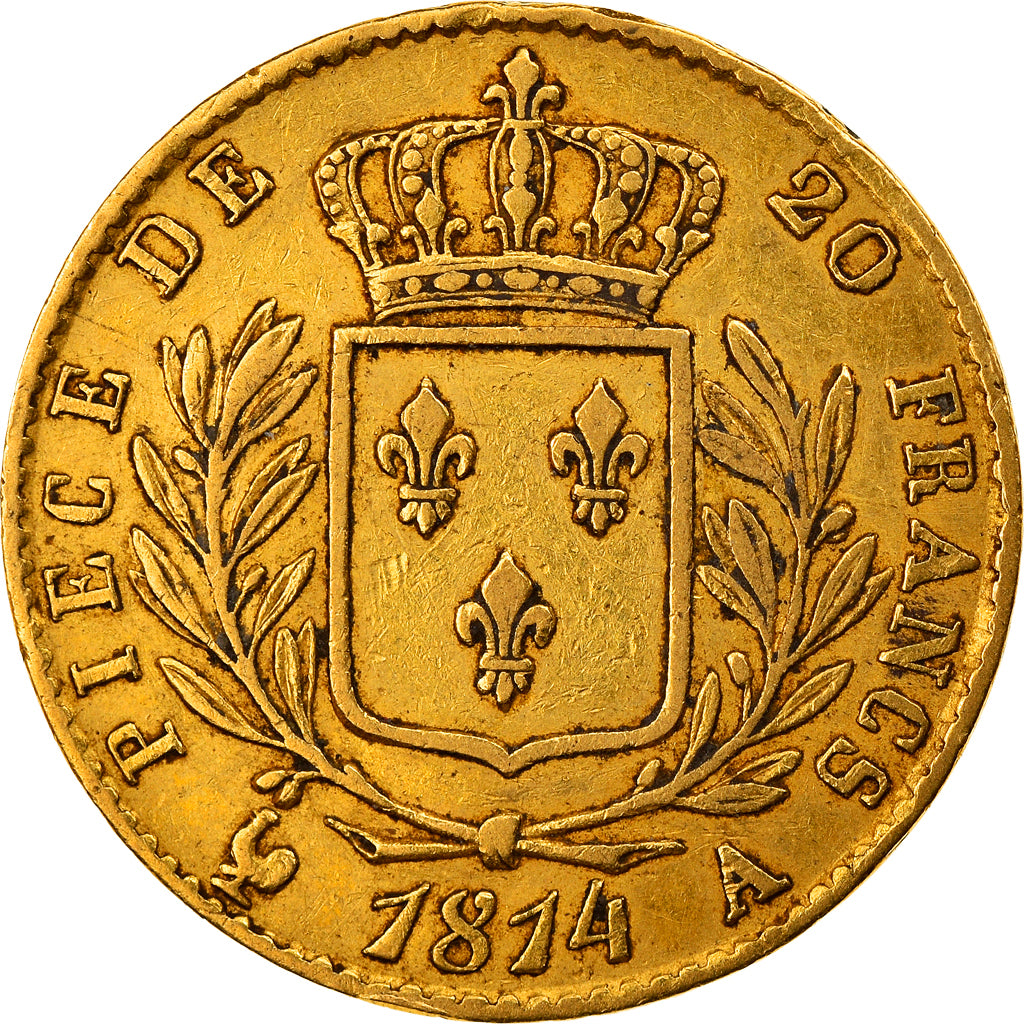 Coin, France, Louis XVIII, Louis XVIII, 20 Francs, 1814, Paris, EF(40-45), Gold
