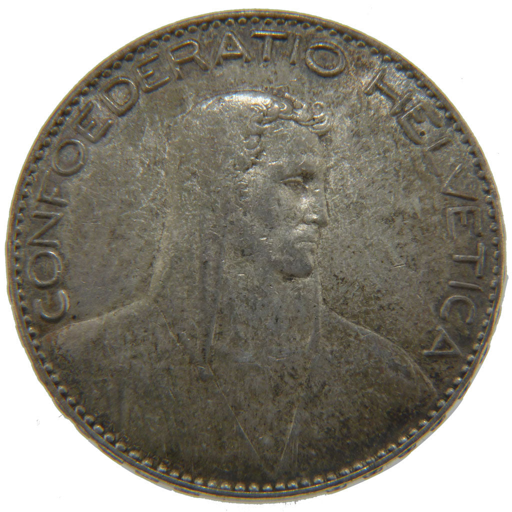SWITZERLAND, 5 Francs, 1922, Bern, KM #37, AU(55-58), Silver, 37, 25.00