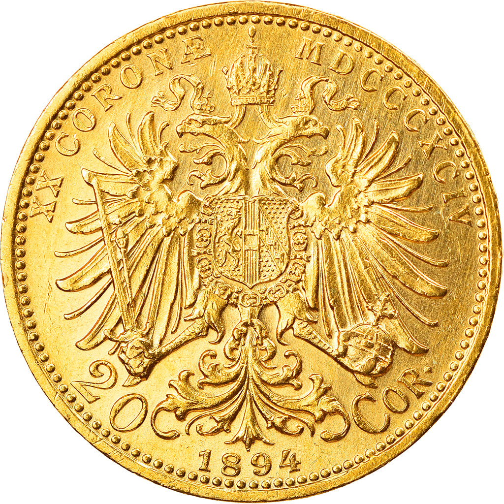 Moneda, Austria, Franz Joseph I, 20 Corona, 1894, MBC, Oro, KM:2806