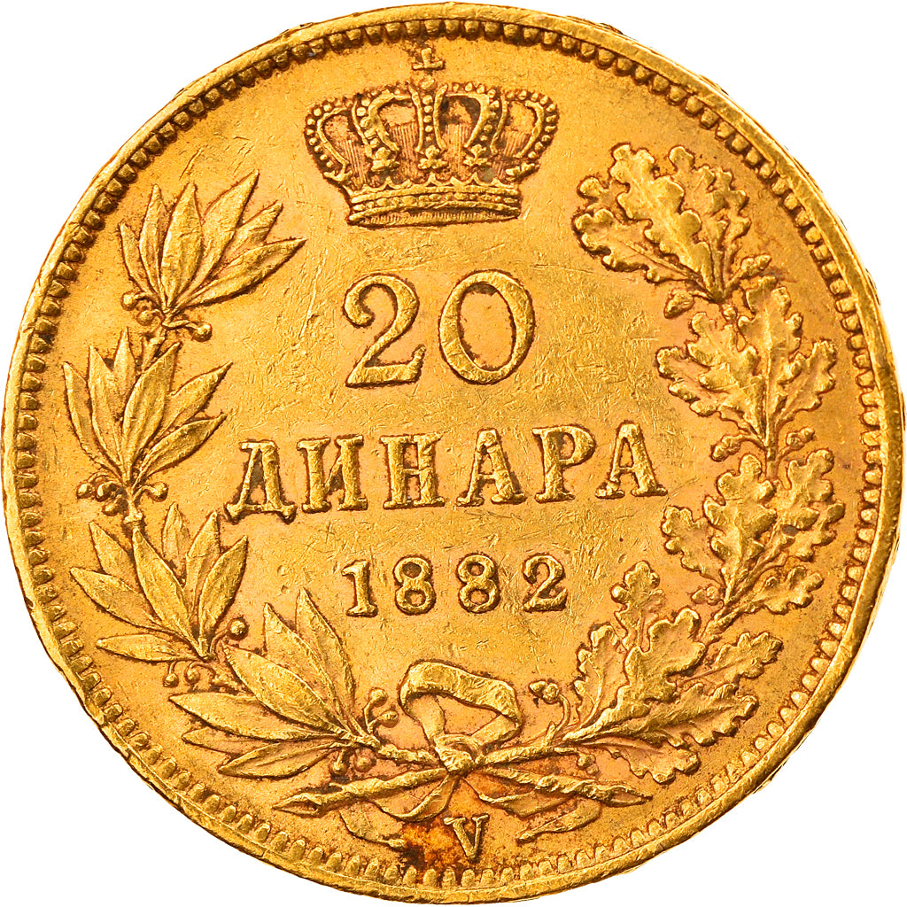 Monnaie, Serbie, Milan I, 20 Dinara, 1882, TTB, Or, KM:17.1
