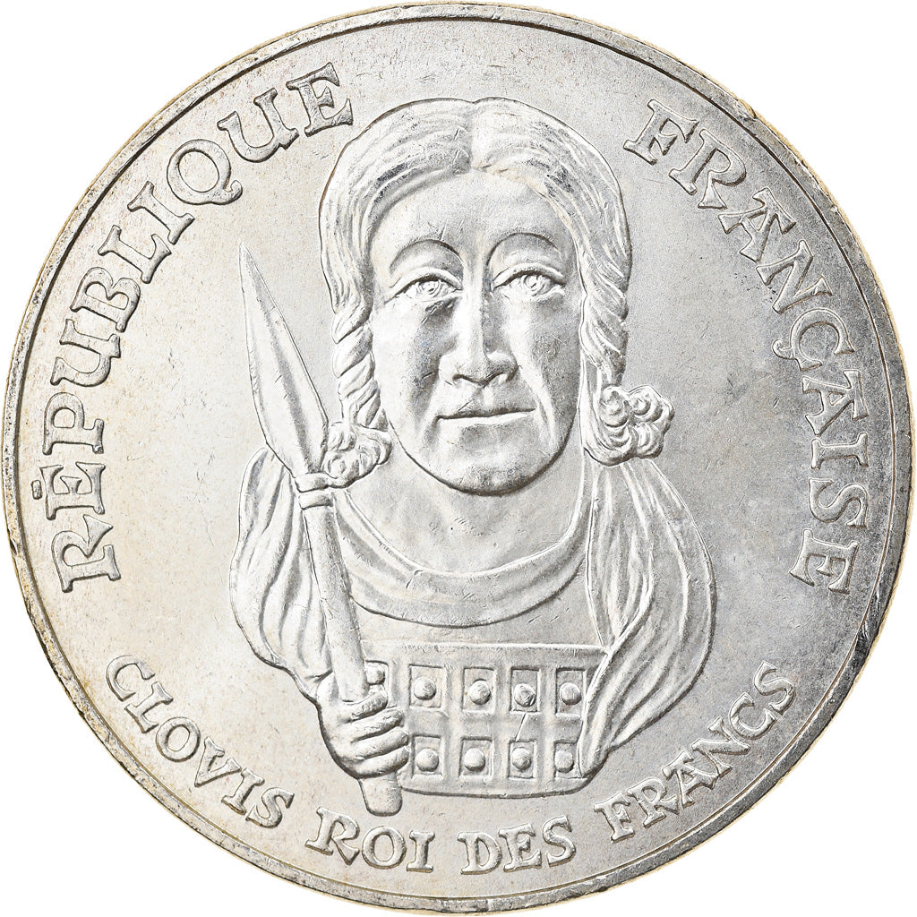 Coin, France, Clovis, 100 Francs, 1996, MS(60-62), Silver, KM:1180, Gadoury:953