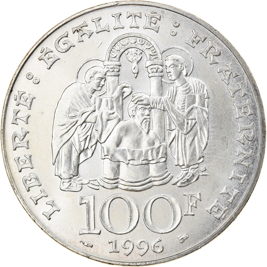 Coin, France, Clovis, 100 Francs, 1996, MS(60-62), Silver, KM:1180, Gadoury:953
