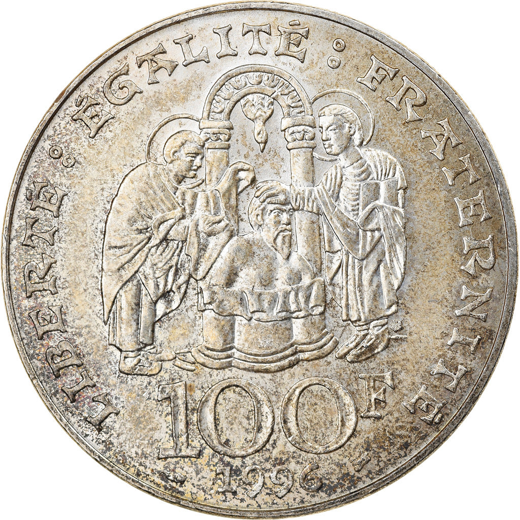 Coin, France, Clovis, 100 Francs, 1996, AU(55-58), Silver, KM:1180, Gadoury:953