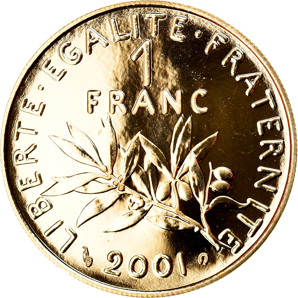 Coin, France, Semeuse, Franc, 2001, Paris, MS(65-70), Gold, KM:925.1a