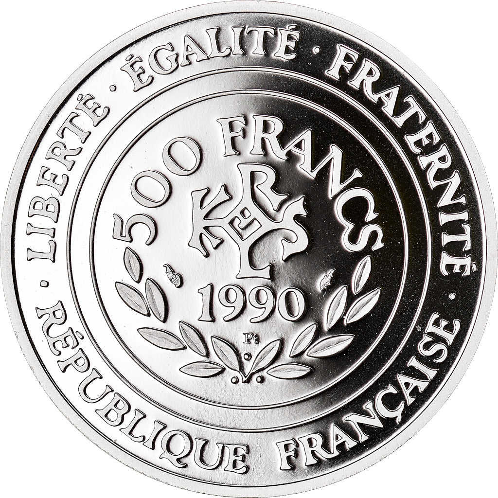 Monnaie, France, Charlemagne, 500 Francs-70 Ecus, 1990, Paris, FDC, Platinum