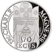 Munten, Frankrijk, Charlemagne, 500 Francs-70 Ecus, 1990, Paris, FDC, Platinum