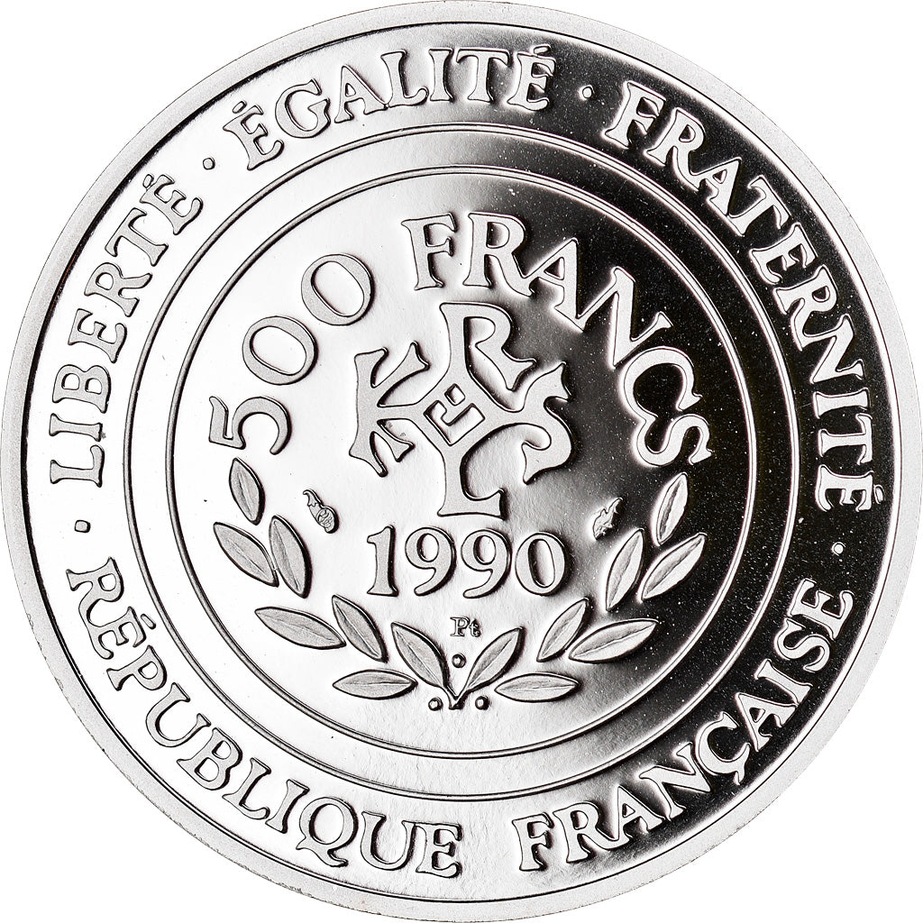 Coin, France, Charlemagne, 500 Francs-70 Ecus, 1990, Paris, MS(65-70), Platinum