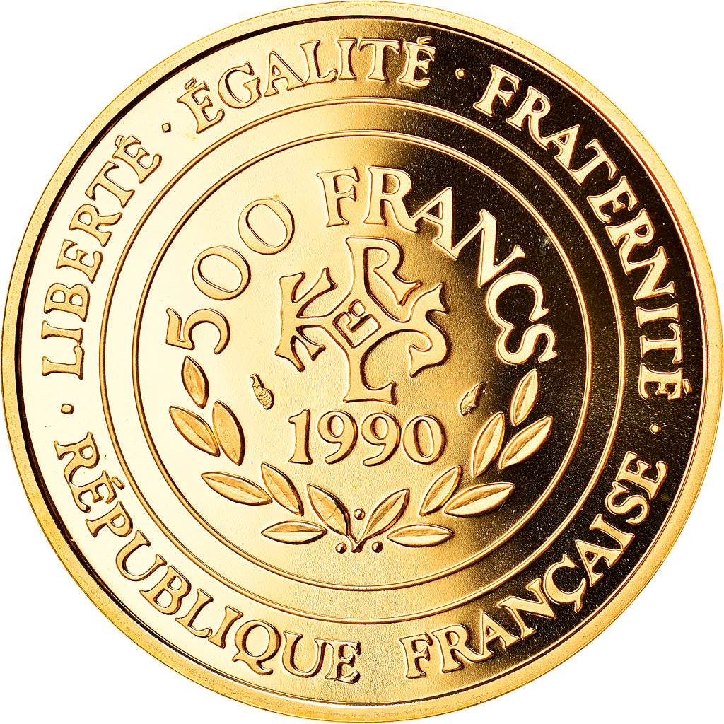 France, Charlemagne, 500 Francs-70 Ecus, 1990, Paris, MS(65-70), Gold, KM:990