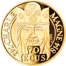 Moneta, Francja, Charlemagne, 500 Francs-70 Ecus, 1990, Paris, MS(65-70)