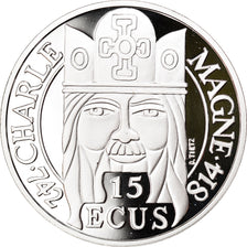 Munten, Frankrijk, 100 Francs-15 Ecus, 1990, Paris, FDC, Zilver, KM:989