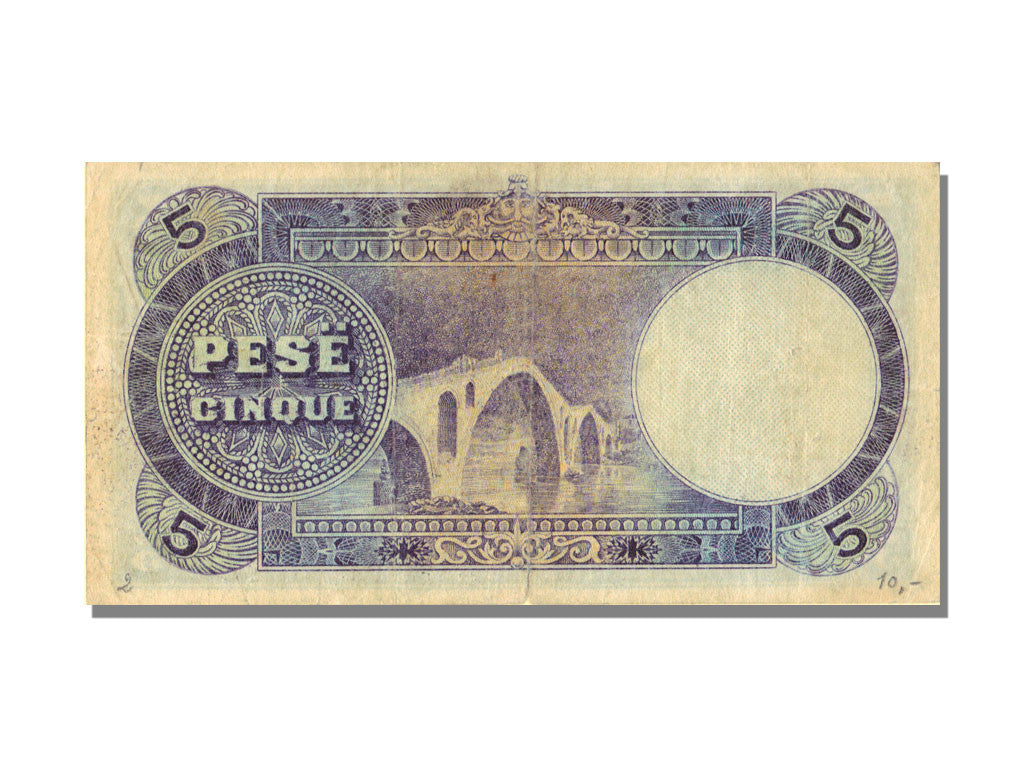 Biljet, Albanië, 5 Franka Ari, TB+