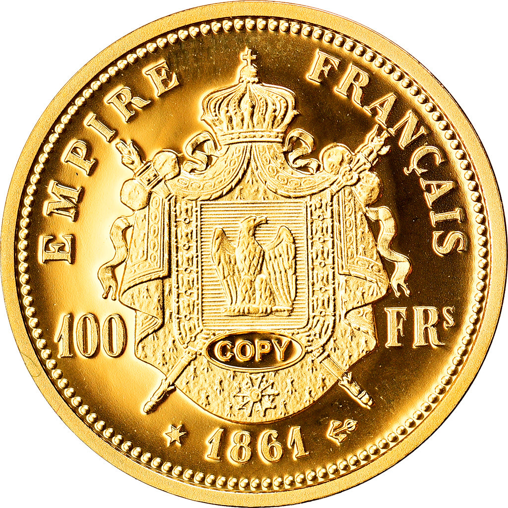 token, France, 100 Francs, 1861, Paris, COPY, MS(65-70), Gold