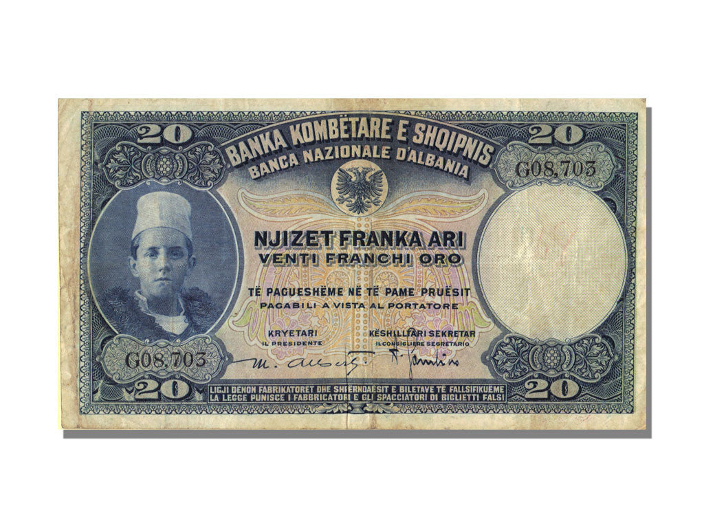 Billete, 20 Franka Ari, Albania, MBC