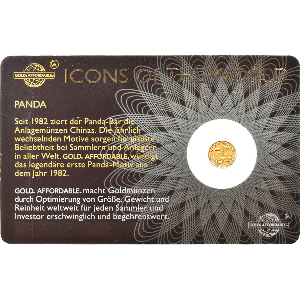 Moneta, Ruanda, Panda, 10 Francs, 2015, 1/200 Oz, FDC, Oro