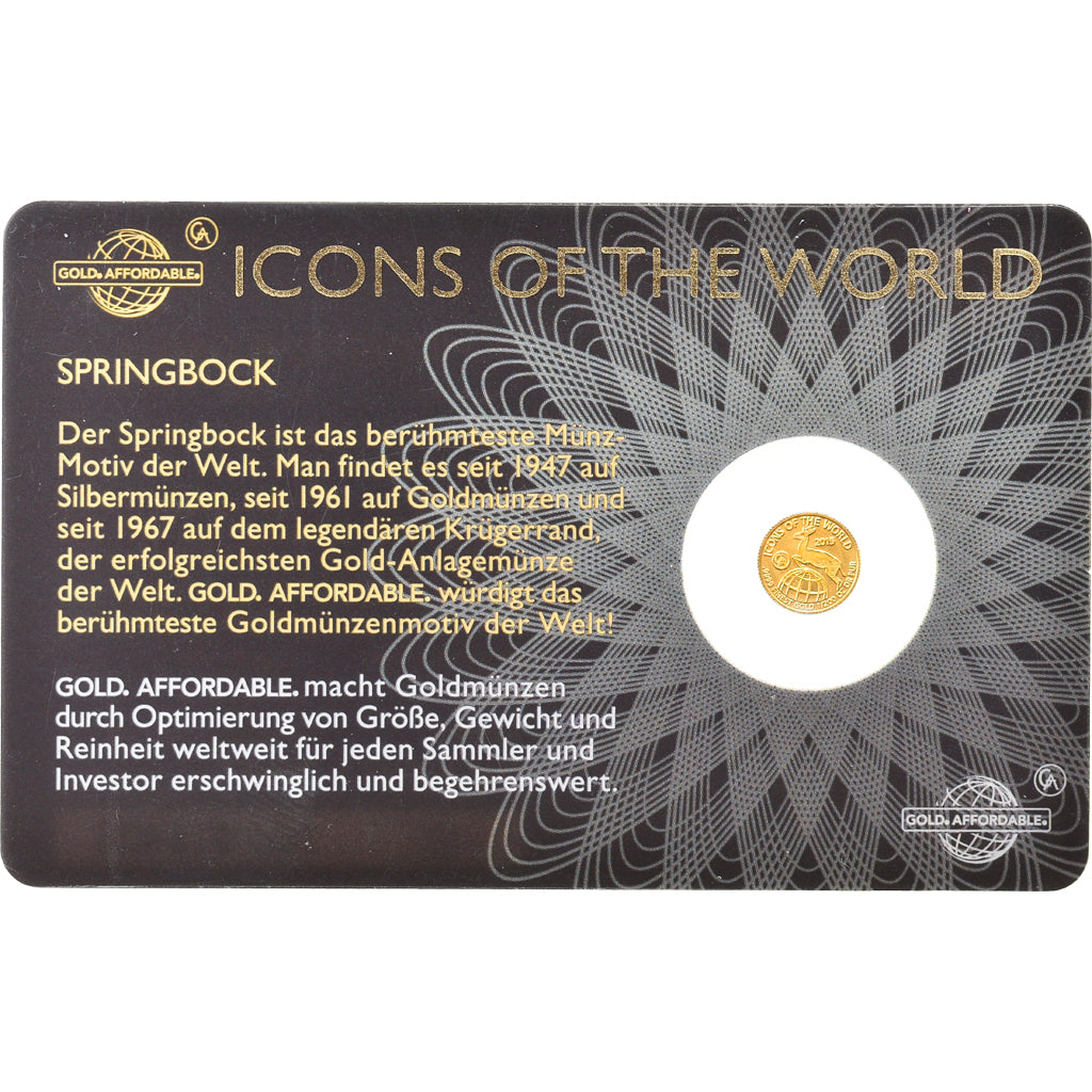 Münze, Ruanda, Springbock, 10 Francs, 2015, 1/200 Oz, STGL, Gold