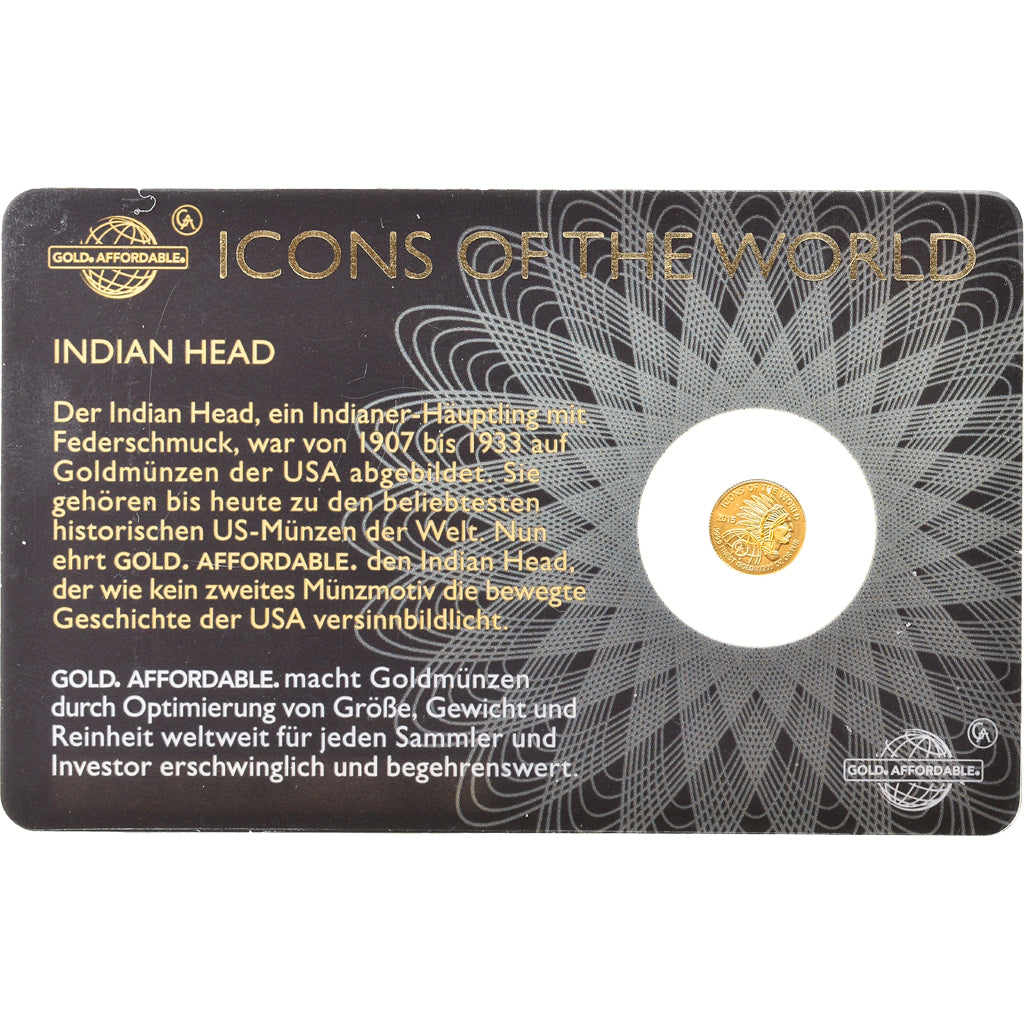 Coin, Rwanda, Indian Head, 10 Francs, 2015, 1/200 Oz, MS(65-70), Gold