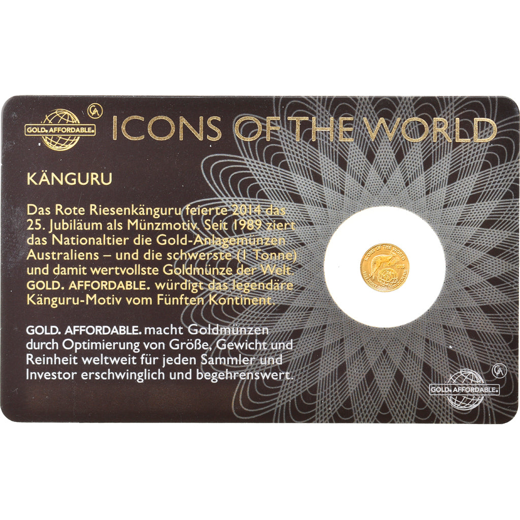 Moneda, Ruanda, Känguru, 10 Francs, 2015, 1/200 Oz, FDC, Oro
