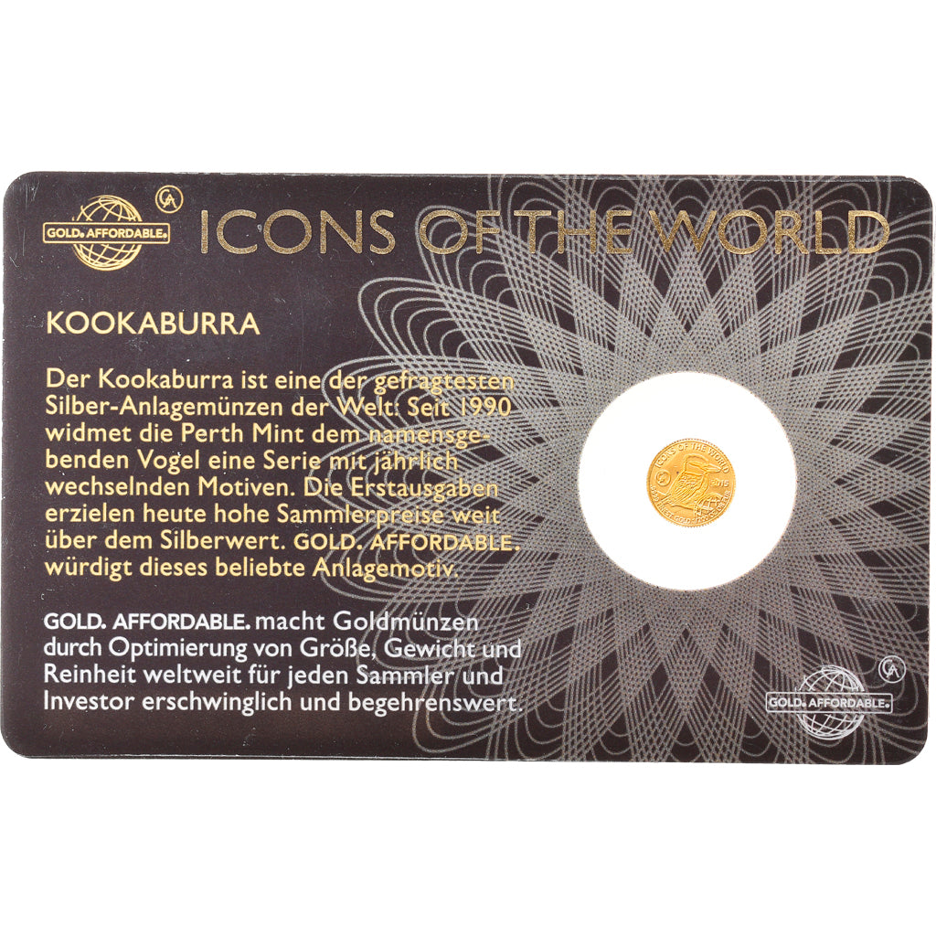 Coin, Rwanda, Kookaburra, 10 Francs, 2015, 1/200 Oz, MS(65-70), Gold