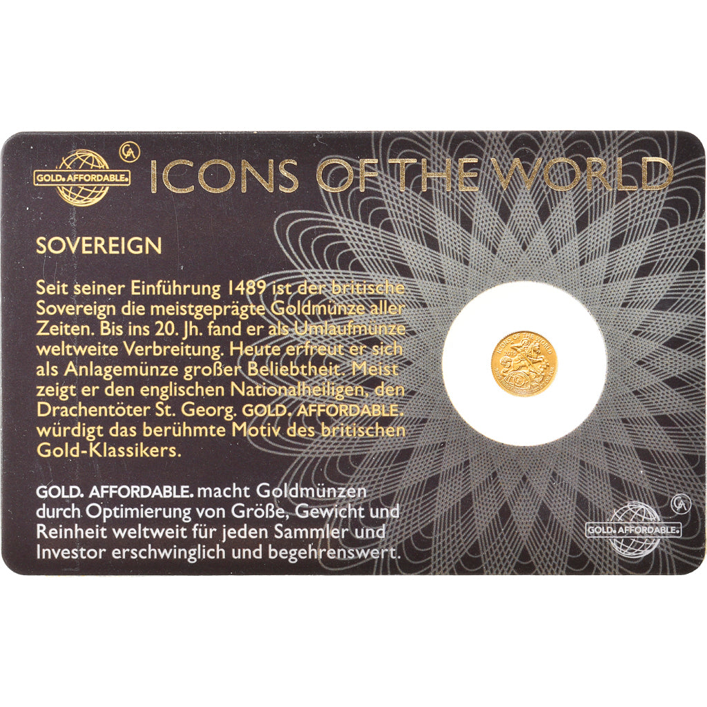 Moeda, Ruanda, Sovereign, 10 Francs, 2015, 1/200 Oz, MS(65-70), Dourado