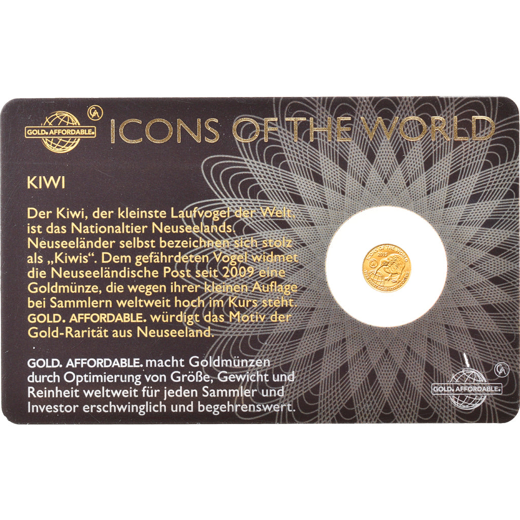 Coin, Rwanda, Kiwi, 10 Francs, 2015, 1/200 Oz, MS(65-70), Gold