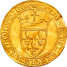 Moneta, Francja, Charles VI, Ecu d'or, AU(55-58), Złoto, Duplessy:369