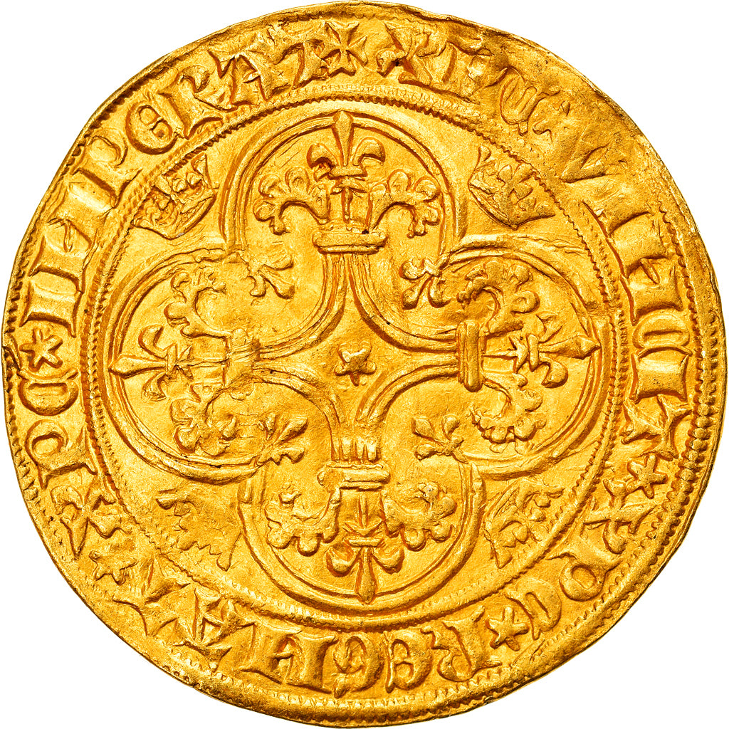 Coin, France, Charles VI, Ecu d'or, AU(55-58), Gold, Duplessy:369