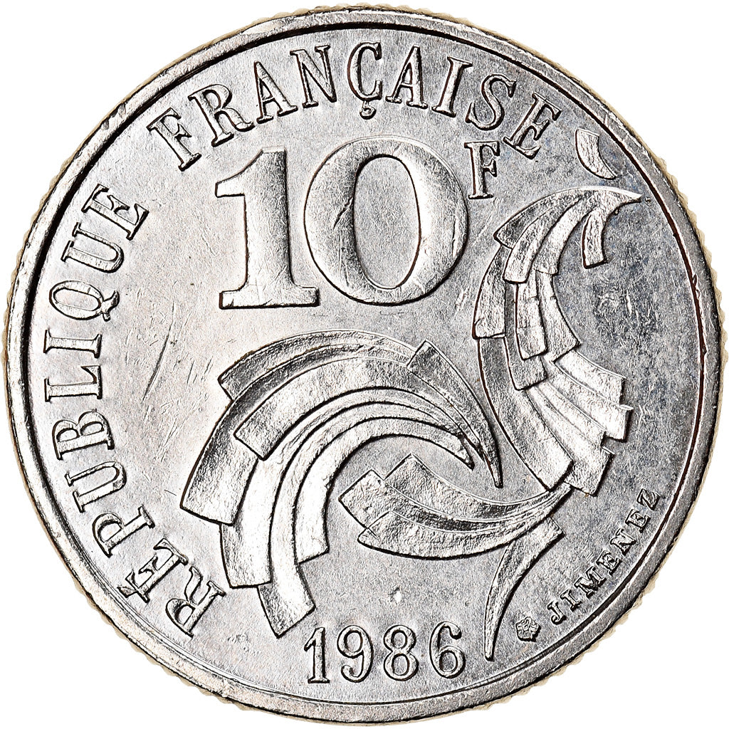 Coin, France, Jimenez, 10 Francs, 1986, Paris, MS(63), Nickel, KM:959