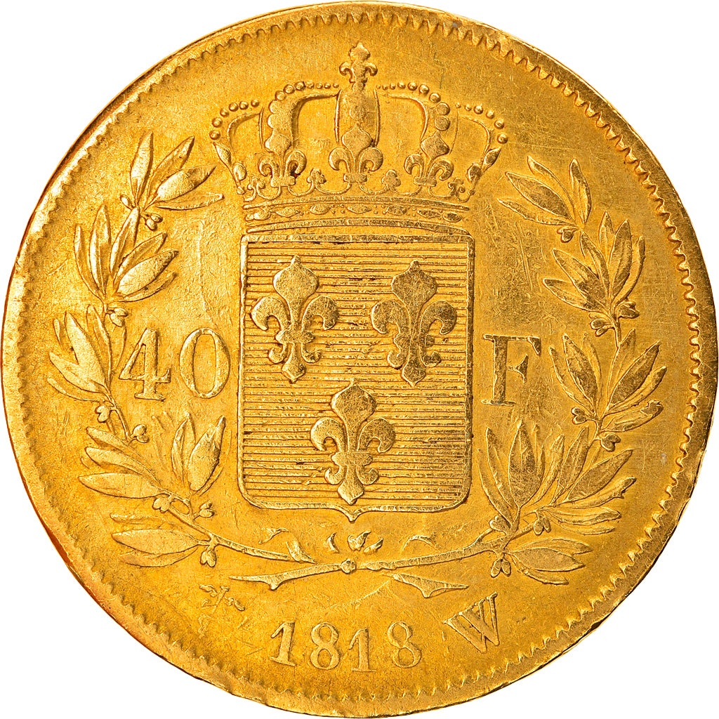 Coin, France, Louis XVIII, Louis XVIII, 40 Francs, 1818, Lille, VF(20-25), Gold