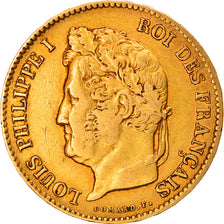 Moeda, França, Louis-Philippe, 40 Francs, 1836, Paris, EF(40-45), Dourado