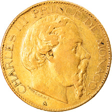 Coin, Monaco, 20 Francs, 1878, Paris, VF(30-35), Gold, Gadoury:120