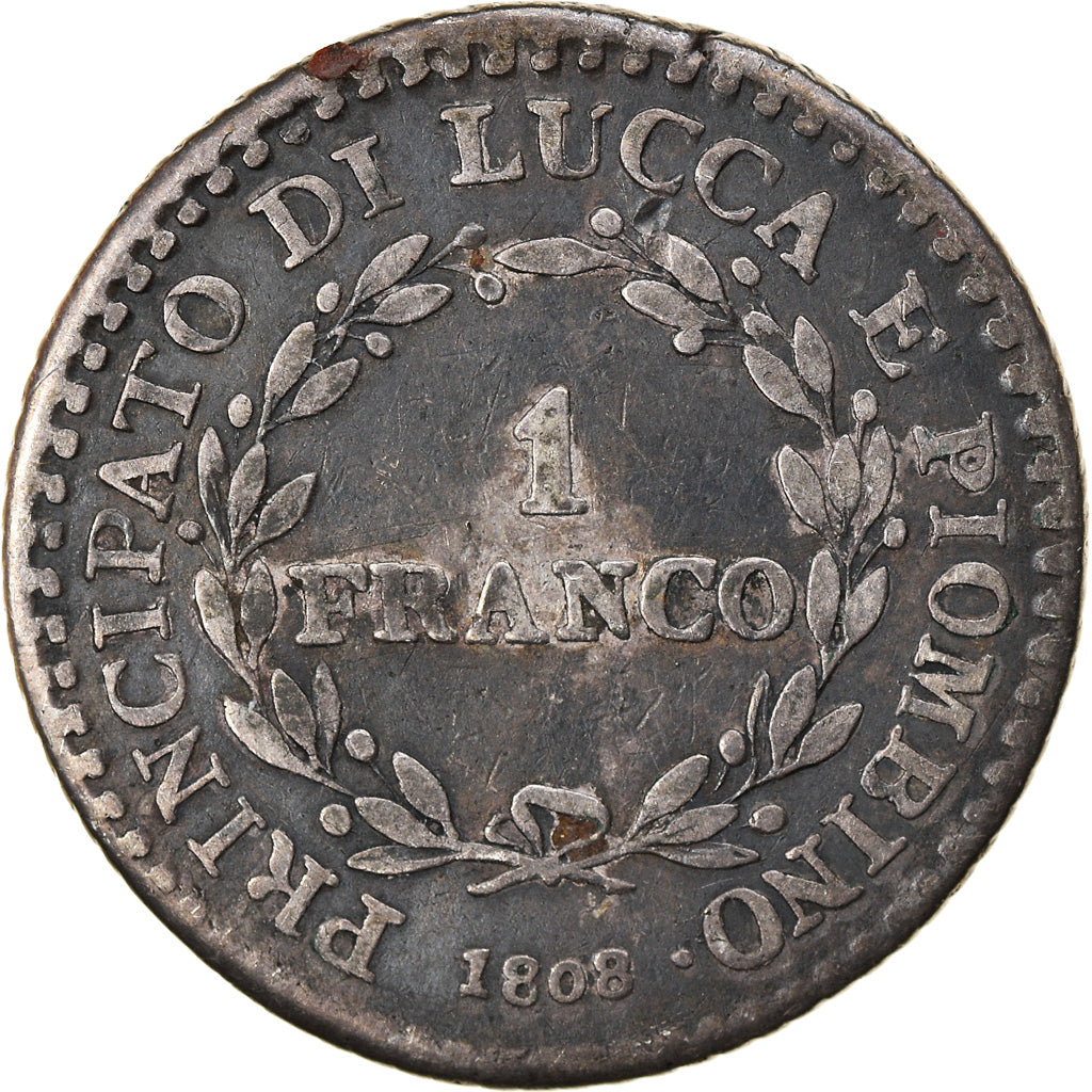 Coin, ITALIAN STATES, LUCCA, Franco, 1808, VF(30-35), Silver, KM:23