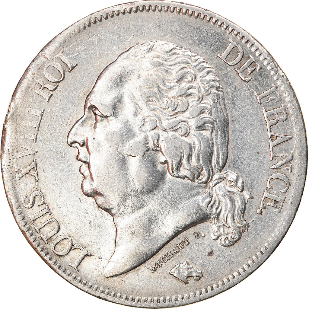 Munten, Frankrijk, Louis XVIII, 5 Francs, 1824, Lyon, ZF, Zilver, KM:711.4