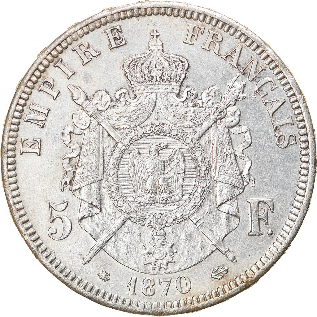 Moeda, França, Napoleon III, Napoléon III, 5 Francs, 1870, Paris, AU(50-53)