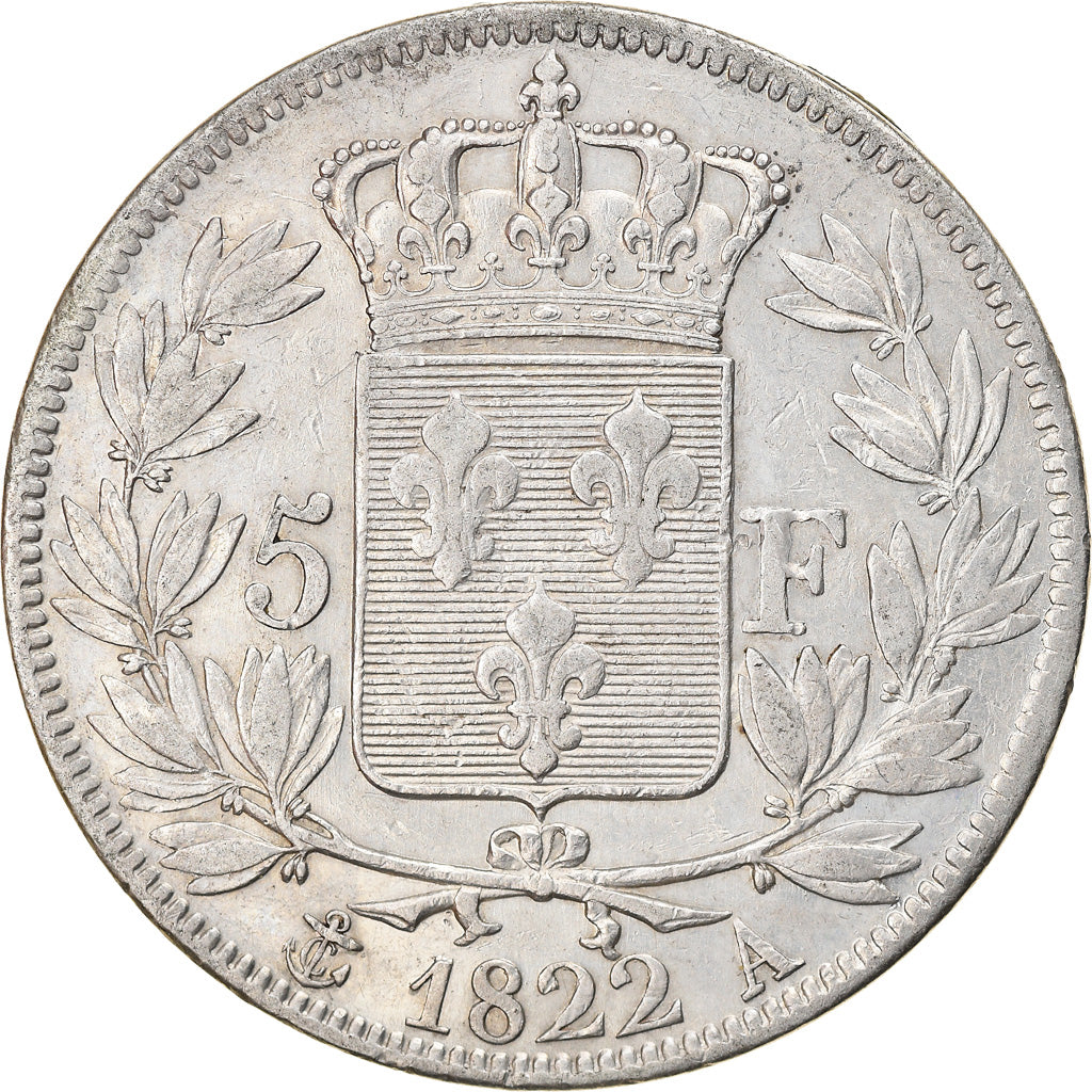 Coin, France, Louis XVIII, Louis XVIII, 5 Francs, 1822, Paris, F(12-15), Silver