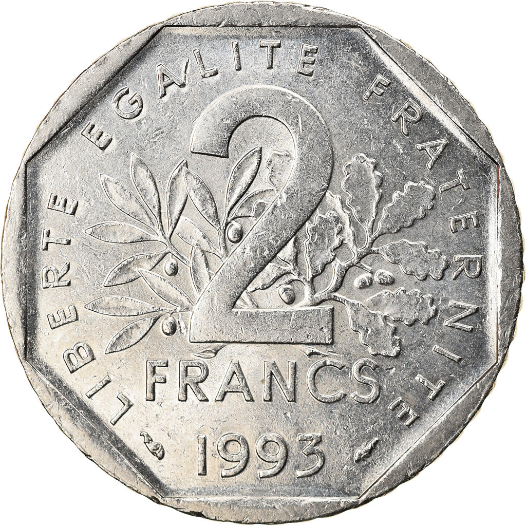 Munten, Frankrijk, Jean Moulin, 2 Francs, 1993, ZF+, Nickel, KM:1062