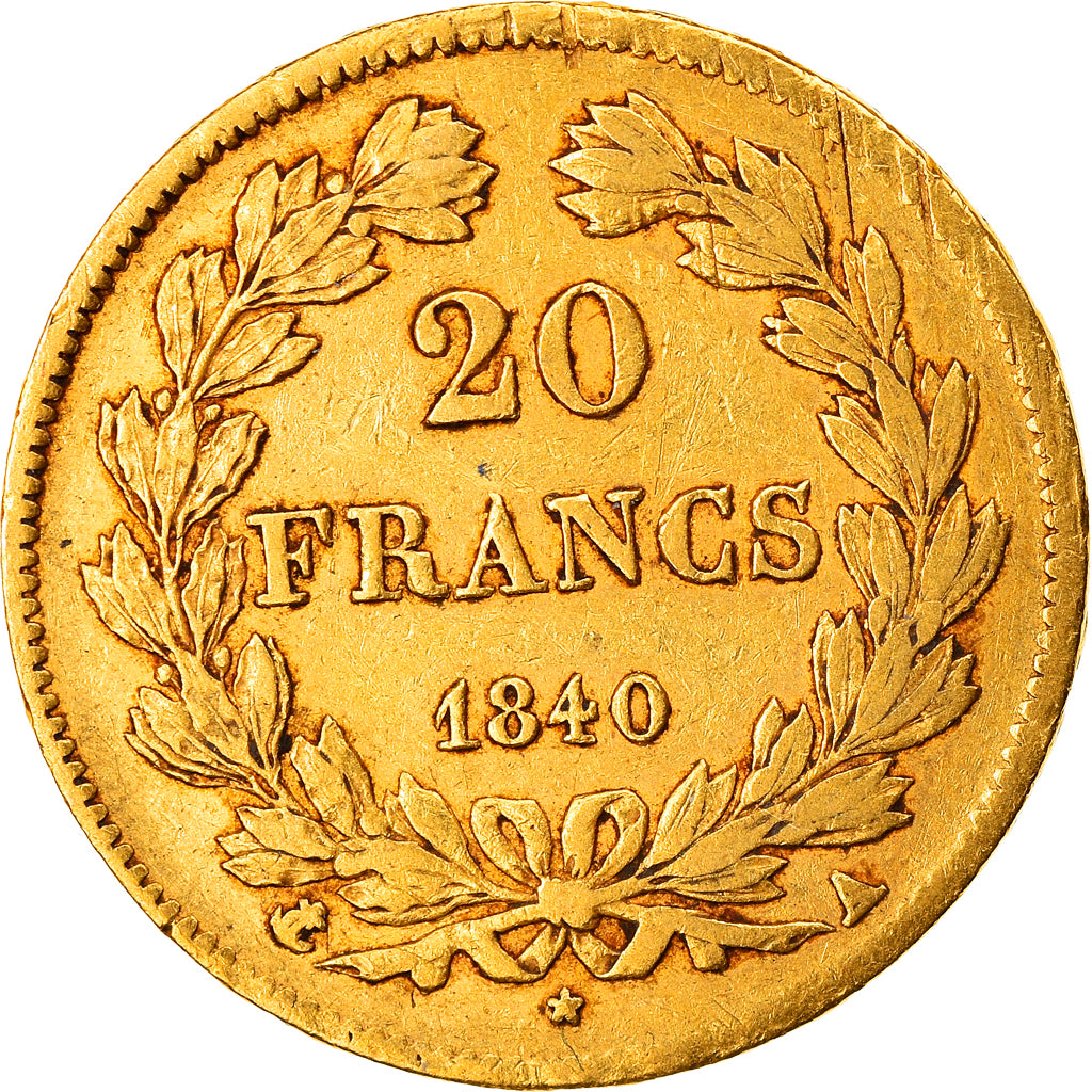 Coin, France, Louis-Philippe, 20 Francs, 1840, Paris, VF(30-35), Gold, KM:750.1