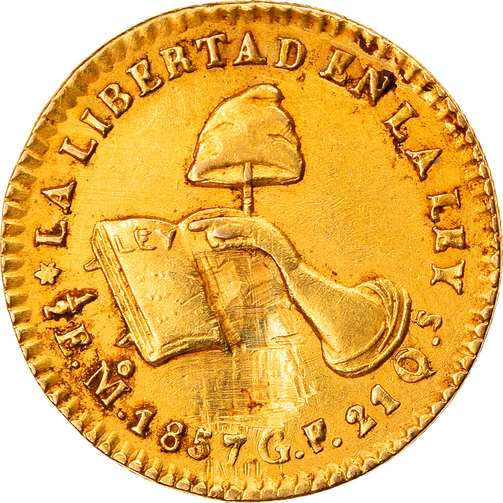 Moeda, México, 1/2 Escudo, 1857, Mexico City, VF(30-35), Dourado, KM:378.5