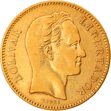 Moeda, Venezuela, Gr 6.4516, 20 Bolivares, 1880, EF(40-45), Dourado, KM:32