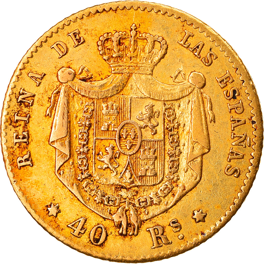 Moneda, España, Isabel II, 40 Reales, 1864, Madrid, MBC, Oro, KM:618.1