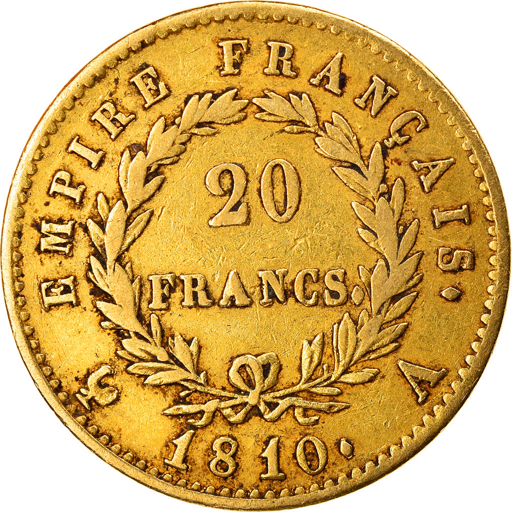 Moneda, Francia, Napoléon I, 20 Francs, 1810, Paris, BC+, Oro, KM:695.1