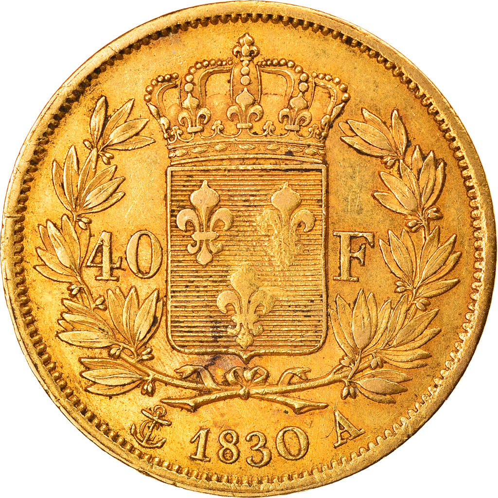 France, Charles X, 40 Francs, 1830, Paris, VF(30-35), Gold, KM:721.1