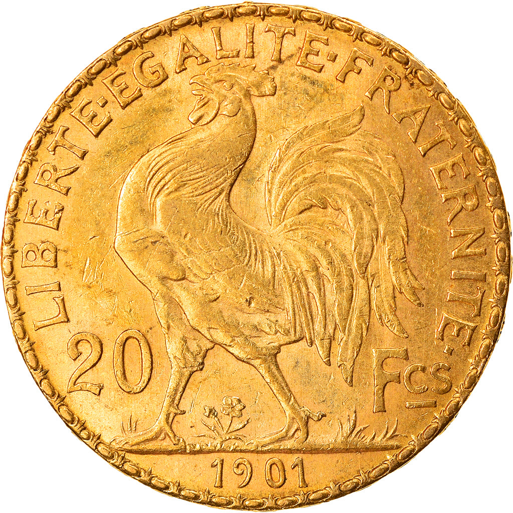 Moeda, França, Marianne, 20 Francs, 1901, Paris, AU(50-53), Dourado, KM:847