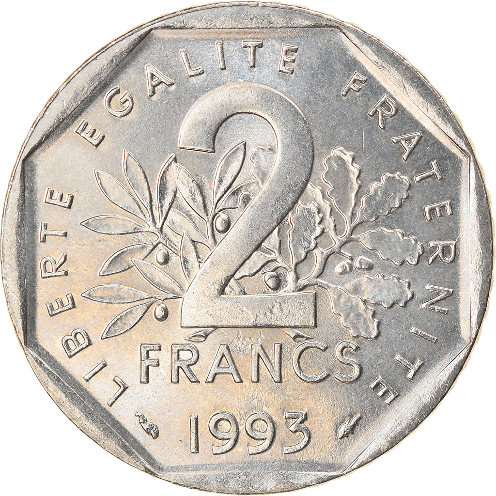 Coin, France, Jean Moulin, 2 Francs, 1993, Paris, MS(64), Nickel, KM:1062