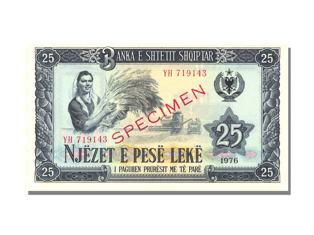 Albania, 25 Lekë, 1976, KM #44s2, UNC(65-70), YH 719143
