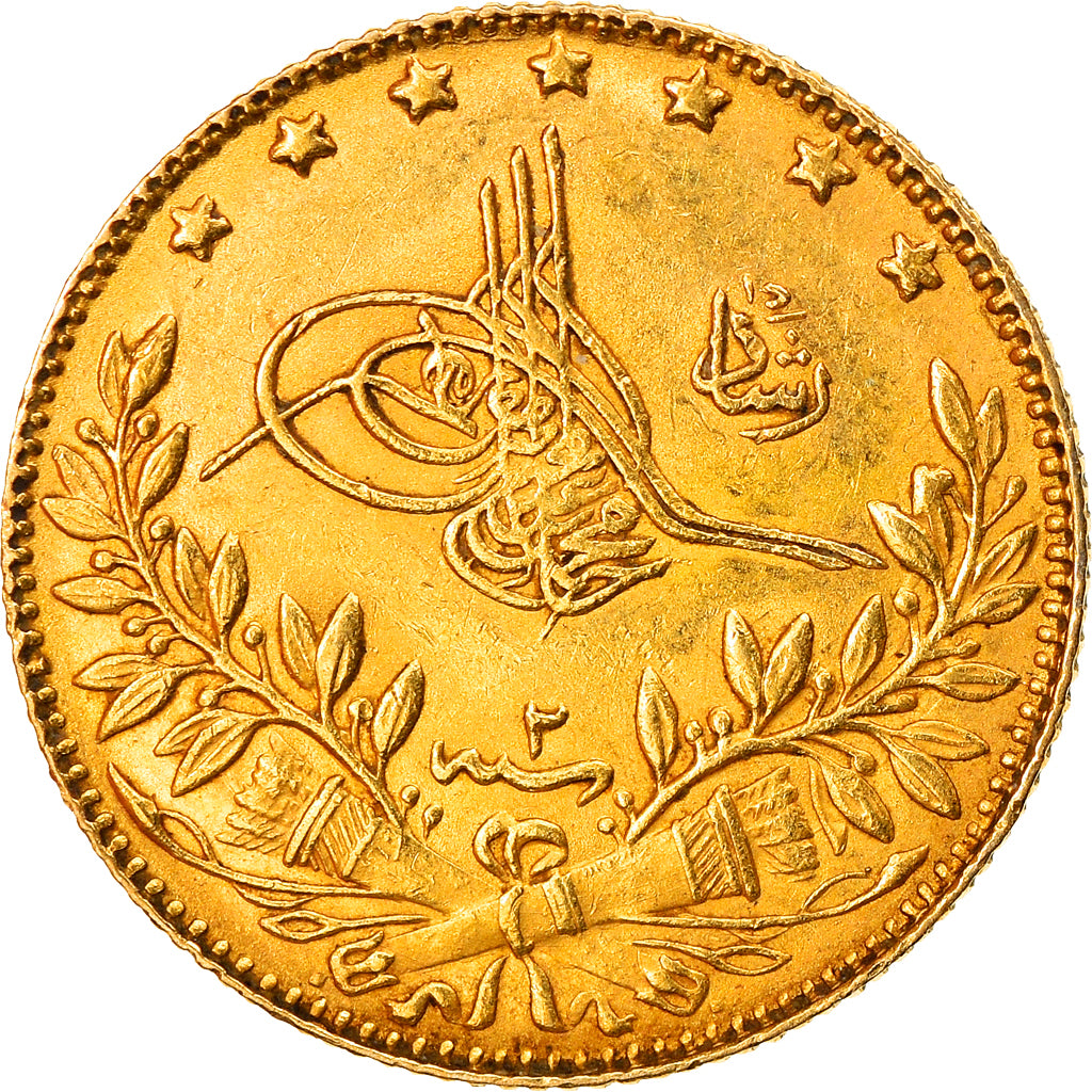 Moneda, Turquía, Abdul Hamid II, 50 Kurush, 1327, Qustantiniyah, EBC+, Oro