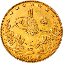 Moneda, Turquía, Abdul Hamid II, 50 Kurush, 1327, Qustantiniyah, EBC+, Oro