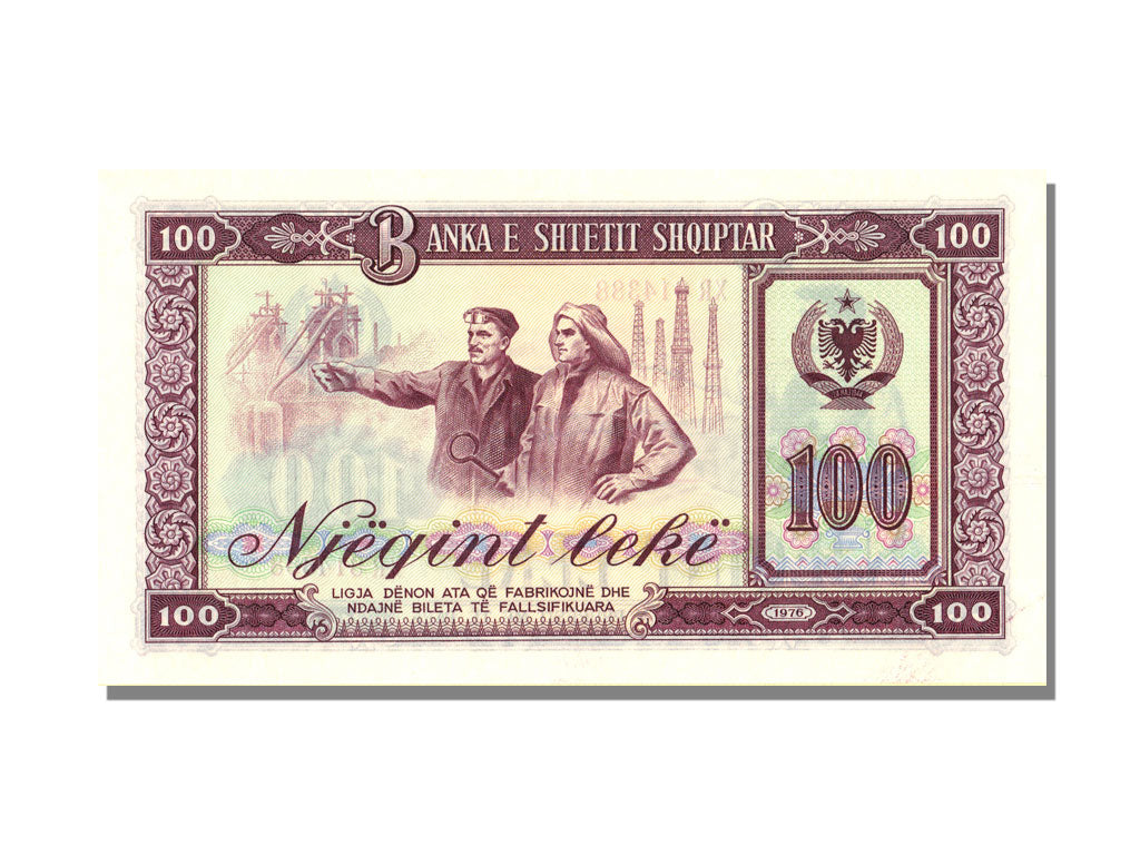 Albania, 100 Lekë, 1976, KM #46a, UNC(65-70), XR 814388
