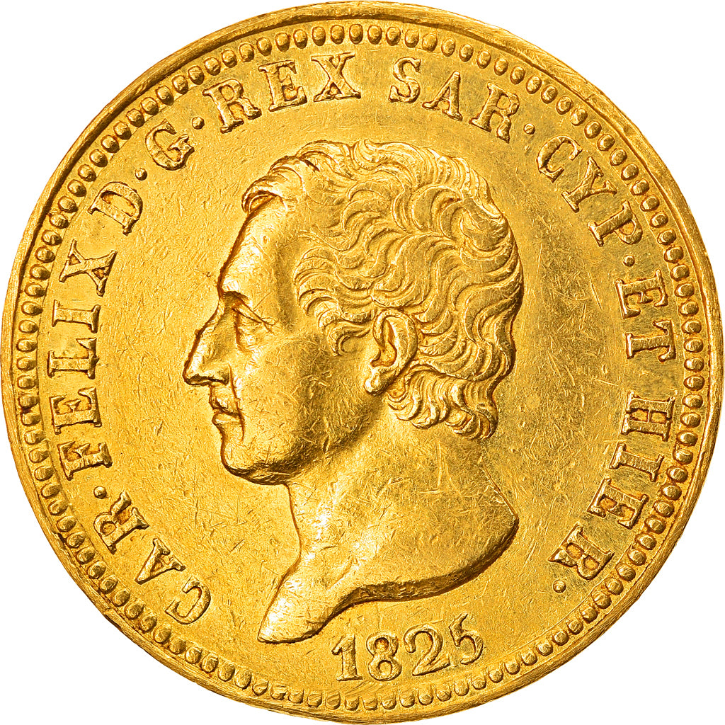 Coin, ITALIAN STATES, SARDINIA, Carlo Felice, 40 Lire, 1825, Torino, AU(50-53)