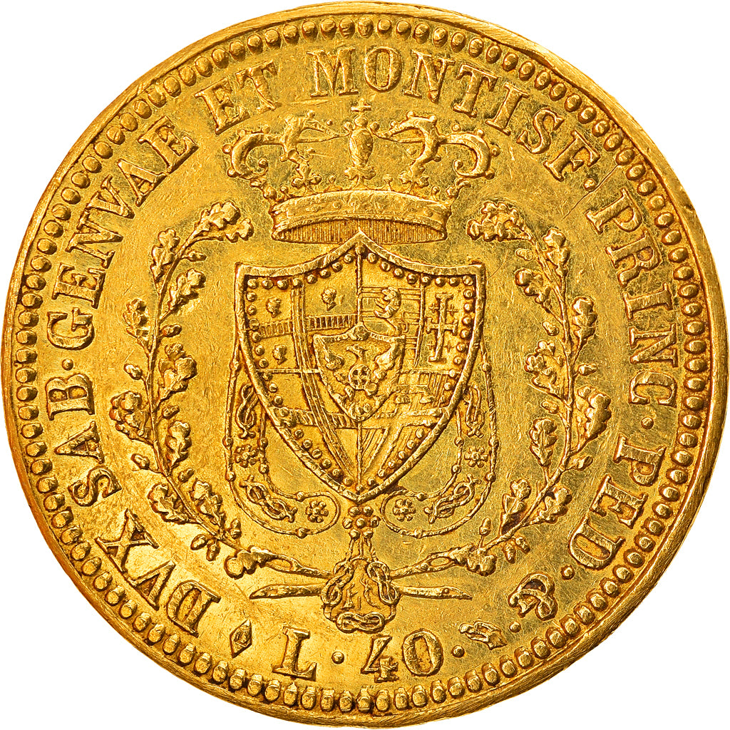 Coin, ITALIAN STATES, SARDINIA, Carlo Felice, 40 Lire, 1825, Torino, AU(50-53)